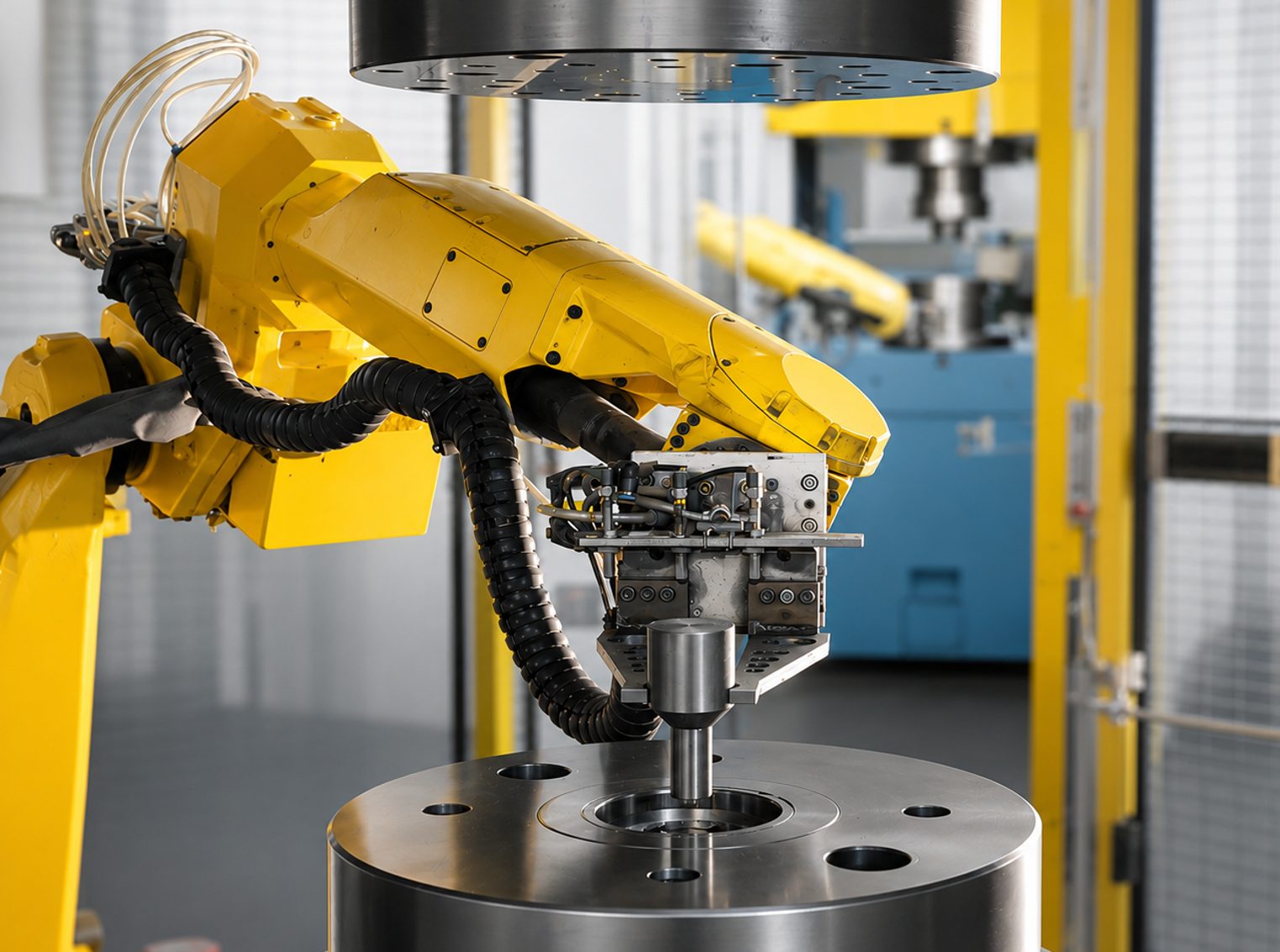 Roboter-Handhabung an einer Fertigungslinie der Wezel GmbH